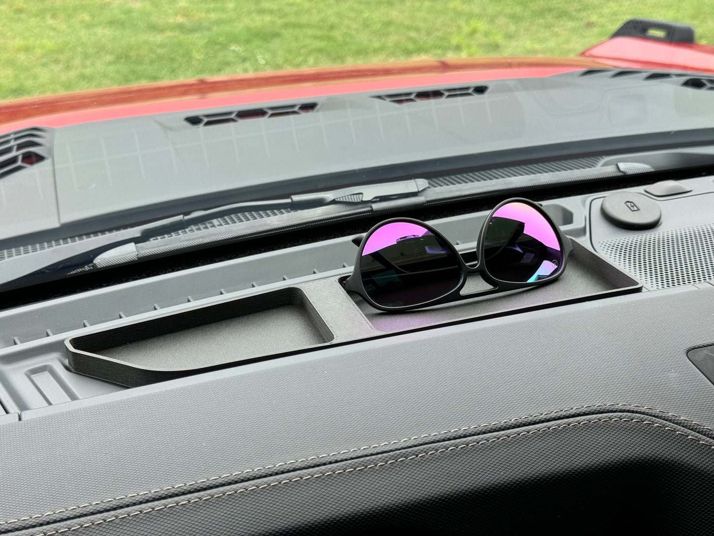 Ford Bronco sunglass storage on dash